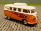 Preview: 1/87 Brekina # 1814 g/w VW T1 b Camper Hubdach geschlossen Flammendekor weiss/orange Sondermodell Reinhardt