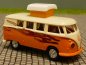 Preview: 1/87 Brekina # 1814 o/c VW T1 b Camper mit geöffnetem Hubdach Flammendekor hellelfenbein/orange Sondermodell Reinhardt