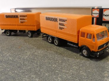 1/87 Herpa MB NG BAUDER Pritschen Hängerzug #185