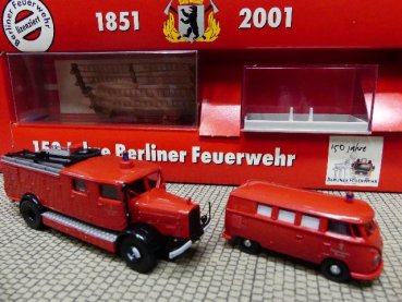 1/87 Brekina 150 Jahre Berliner Feuerwehr Set VW T1b MB L 4500 LF 25  90375