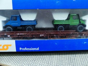 1/87 Roco + Wiking Unimog blau und dunkelgrün je 1 Stück 47696