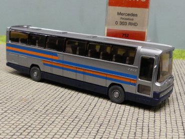 1/87 Wiking MB O 303 RHD Reisebus silber mit blau/orange Decor 712 3A