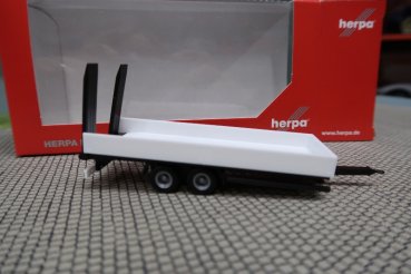 1/87 Herpa LKW Tieflade-Tandemanhänger mit Auffahrrampen weiß 076913