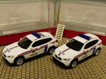 1/87 Herpa BMW X1 2er Set Police Luxemburg  Dachkennung 3868 + 3870