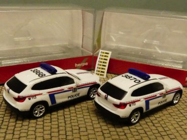 1/87 Herpa BMW X1 2er Set Police Luxemburg  Dachkennung 3868 + 3870