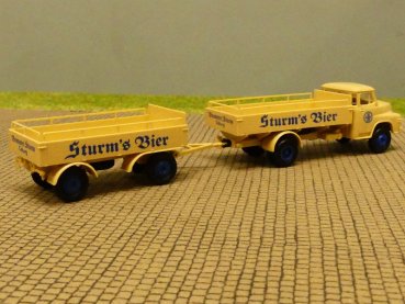 1/87 Brekina MAN 520 Sturm's Bier Getränkepritsche-Hängerzug