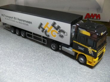 1/87 AWM DAF 95 XF HG Transport BV Heerenveen Planen-Koffer-SZ 53047