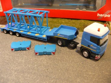 1/87 Herpa Scania R Felbermayr Semitieflade-SZ + Gittermast+2 Ballastgewichten 305211