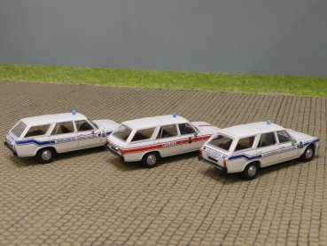 1/87 PCX 3 x Peugeot 504 Break Gendarmerie / Police Luxemburg - im SET