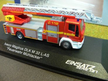 1/87 Rietze MB Iveco Magirus DLK M 32 L-AS FW Mühlacker 68533