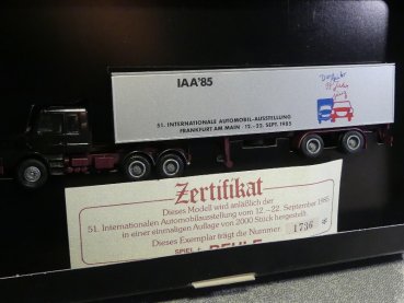 1/87 Herpa Scania Hauber IAA '85 Koffer Sattelzug