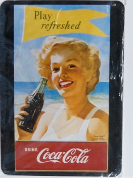 Blechschild Coca Cola Play refreshed 10 x 14 cm