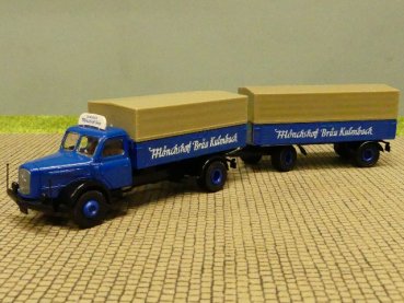 1/87 Brekina Henschel HS 140 Mönchshof Bräu Kulmbach Planen Hängerzug