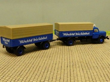 1/87 Brekina Henschel HS 140 Mönchshof Bräu Kulmbach Planen Hängerzug