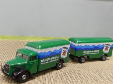 1/87 Brekina MAN F8 Bären Marke Koffer-Hängerzug