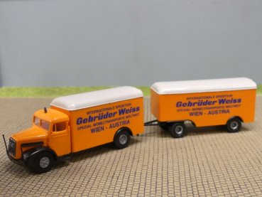 1/87 Brekina MAN F8 Gebr. Weiss Wien Austria Koffer-Hängerzug