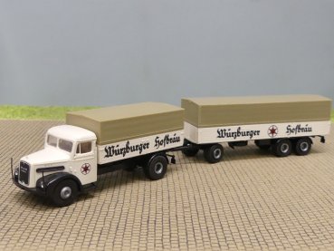 1/87 Brekina MAN F8 Würzburger Hofbräu Planen-Hängerzug