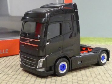 1/87 Herpa Volvo FH GL 2-Achs ZM schwarz - Felgen chrom blau