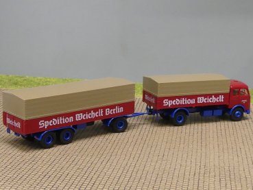 1/87 Brekina MB 334 Weichelt Spedition Planen Hängerzug