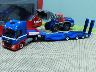 1/87 Herpa Iveco Stralis NP Goldhofer Allrounder-SZ mit Liebherr Radlader Riwatrans 312851