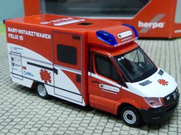 1/87 Herpa MB Sprinter `13 Fahrtec RTW Baby Notarzt Felix 15 Leipzig 095983