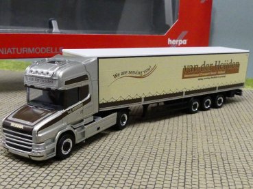 1/87 Herpa Scania Hauber TL Gardinenplanen-SZ mit Bordwänden Van der Heijden 314688