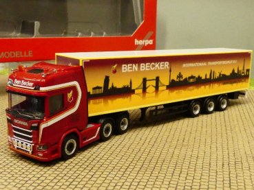 1/87 Herpa Scania CR 20 HD 6x2 Ben Becker Koffer-Sattelzug 314091