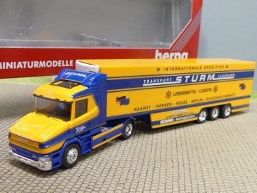 1/87 Herpa Scania Hauber 124 Sturm Spedition Kühlkoffer-Sattelzug 146480