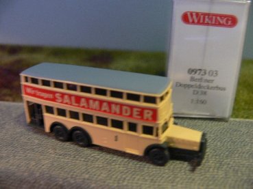 1/160 Wiking N-Spur Berliner Doppeldeckerbus D 38 BVG Salamander 0973 03