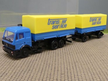 1/87 Herpa MB SK transver service Wechselplanen-Hängerzug in Faltbox