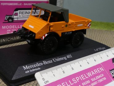 1/43 Minichamps MB Unimog 401 mit Frontwinde 1951 orange 439 030205