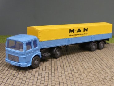 1/87 Wiking MAN F80 MAN hellblau Plane gelb Sattelzug 535 4