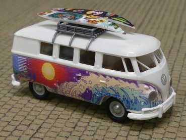 1/87 Brekina # 2360 VW T1 b Bus Hippie mit 2 Surfbrettern Sondermodell Reinhardt