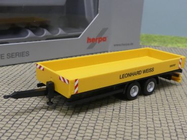 1/87 Herpa Tiefladeanhänger ohne Rampen Leonhard Weiss 950442