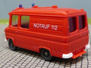 1/87 Wiking MB 508 Feuerwehr Rettungswagen RTW Notruf 112 hellrot  608 1A