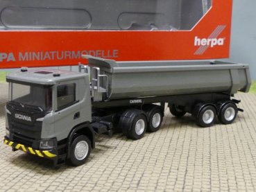 1/87 Herpa Scania CG 17 6x6 Rundmulden-Sattelzug 3achs/2achs grau 316248