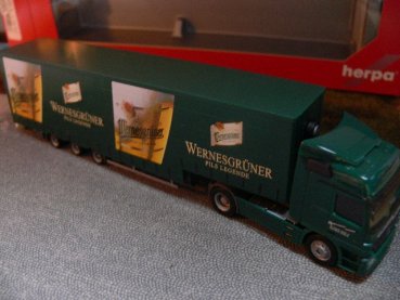 1/87 Herpa MB Actros Wernesgrüner Schiebeplanen-SZ 152976