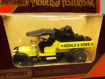 Matchbox Yesteryear Crossley Pritsche 1918 Kohle & Koks Y13