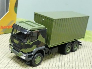 1/87 Herpa Iveco Trakker 6x6 mit 20 ft. Container Flecktarndesign Bundeswehr 746793