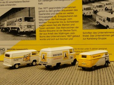 1/87 Brekina Becker Bier VW T1b MB 319 VW T2 Set Sondermodell Reinhardt