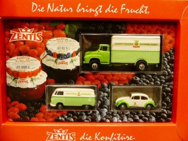 1/87 Brekina Set Zentis VW T1 MAN 520 VW Käfer