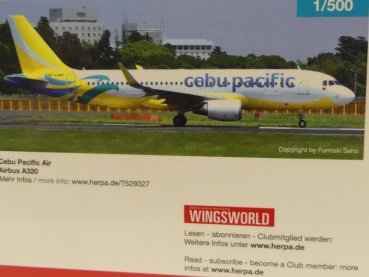 1/500 Herpa Wings Airbus A320 Cebu Pacific Air new 2016 colors 529327
