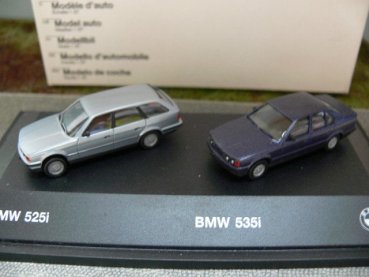 1/87 Herpa BMW Set in PC Box BMW 525 i silber BMW 535i dunkelblaumetallic