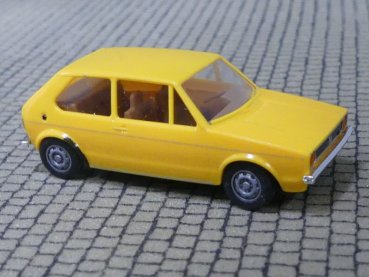 1/87 Brekina VW Golf I gelb, Zierlinie silber, Stoßstange chrom (G1#29)