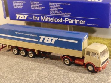 1/87 Herpa MB NG TBT Spedition blau grau Planen SZ #219