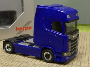 1/87 Herpa Scania 2achs Zugmaschine blaumetallic mit chrom Felgen