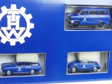 1/87 Brekina THW SET VW Käfer 1200 + VW 1500 Variant + Ford Transit Serie 5