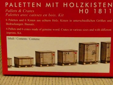 1/87 Busch Zubehör Paletten mit Holzkisten 1811