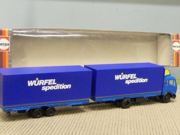 1/87 Herpa MB NG Würfel Spedition Planen-Tandem-Hängerzug 829290