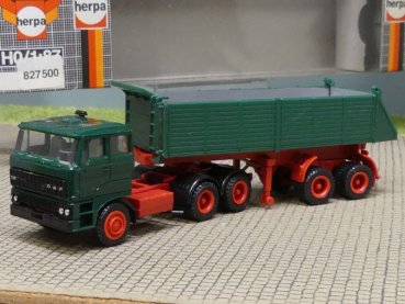 1/87 Herpa DAF 3300 Kipper dunkelgrün Chassis rot 827500